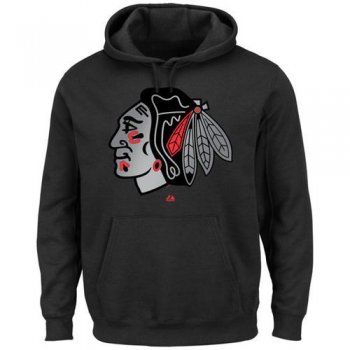 Chicago Blackhawks Majestic Black Game Reflex Pullover Hoodie