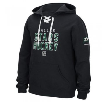 Dallas Stars Reebok Stitch Black Em Up Lace Hoodie