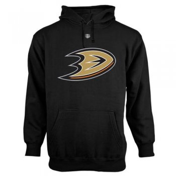 Anaheim Ducks Black Old Time Hockey Big Logo With Crest Pullover Hoodie