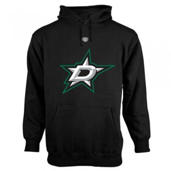 Dallas Stars Black Old Time Hockey Big Logo With Crest Pullover Hoodie