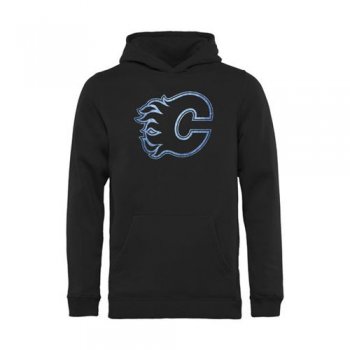 Calgary Flames Black Pond Hockey Pullover Hoodie