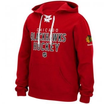 Chicago Blackhawks Reebok Stitch Red Em Up Lace Hoodie