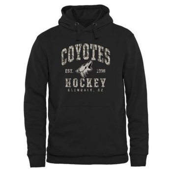 Men's Arizona Coyotes Black Camo Stack Pullover Hoodie