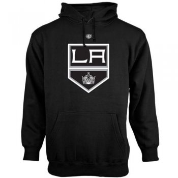 Los Angeles Kings Old Time Hockey Black Big Logo With Crest Pullover Hoodie