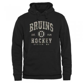 Men's Boston Bruins Black Camo Stack Pullover Hoodie