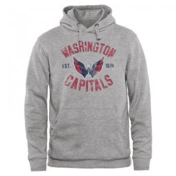 Washington Capitals Ash Heritage Pullover Hoodie