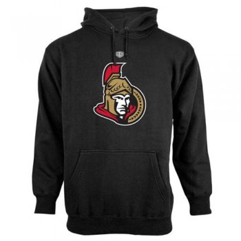 Ottawa Senators Old Time Hockey Black Big Logo With Crest Pullover Hoodie