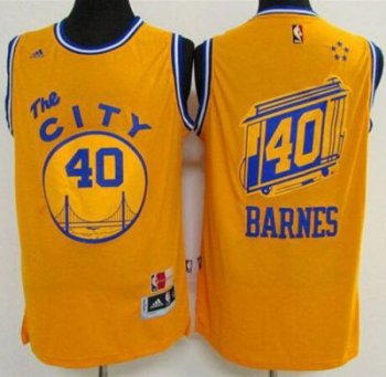 Golden State Warriors #40 Harrison Barnes Gold Throwback The City Stitched NBA Jersey