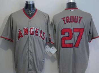 Angels Of Anaheim #27 Mike Trout Grey New Cool Base Stitched Baseball Jersey