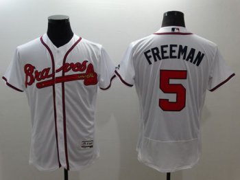 Atlanta Braves #5 Freddie Freeman White Flex Base Authentic Collection Stitched Baseball Jersey