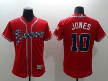 Atlanta Braves #10 Chipper Jones Red Flexbase Authentic Collection Mens Stitched Baseball Jersey