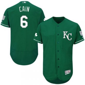 Kansas City Royals #6 Lorenzo Cain Majestic Green Celtic Flexbase Men's Authentic Collection Jersey