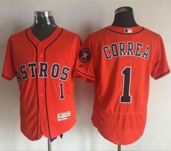 Houston Astros #1 Carlos Correa Orange Flexbase Authentic Collection Majestic Mens Stitched Baseball Jersey