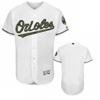 Men's Baltimore Orioles Blank Majestic White 2016 Memorial Day Fashion Flexbase Elite Stitched Jersey