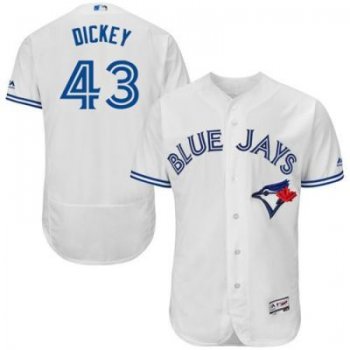 Toronto Blue Jays #43 R.A. Dickey White Flex Base Authentic Collection Stitched Baseball Jersey