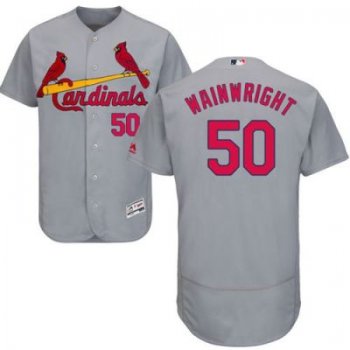 St Louis Cardinals #50 Adam Wainwright Grey Flexbase Authentic Collection Stitched Baseball Jersey