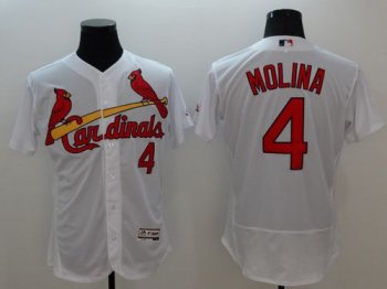 St Louis Cardinals #4 Yadier Molina White Flex Base Authentic Collection Stitched Baseball Jersey