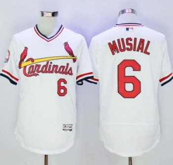 St Louis Cardinals #6 Stan Musial White Flexbase Authentic Collection Cooperstown Stitched Baseball Jersey