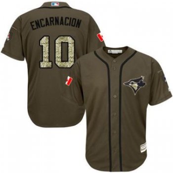 Toronto Blue Jays #10 Edwin Encarnacion Green Salute To Service Stitched Baseball Jersey