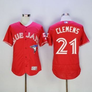 Toronto Blue Jays #21 Roger Clemens Red Flex Base Authentic Collection Canada Day Stitched Baseball Jersey