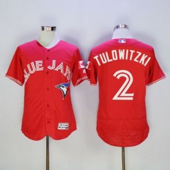 Toronto Blue Jays #2 Troy Tulowitzki Red Flexbase Authentic Collection Canada Day Stitched Baseball Jersey