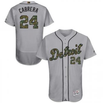 Men's Detroit Tigers #24 Miguel Cabrera Majestic Gray 2016 Memorial Day Fashion Flexbase Baseball Jersey