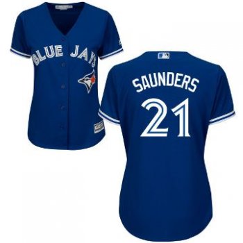 Women's Toronto Blue Jays #21 Michael Saunders Majestic Royal Cool Base Jersey