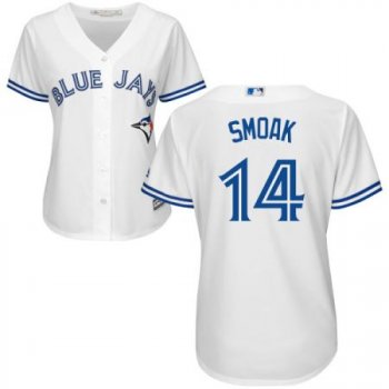 Women's Toronto Blue Jays #14 Justin Smoak Majestic White Cool Base Jersey