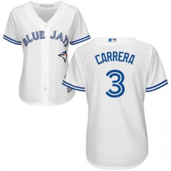 Women's Toronto Blue Jays #3 Ezequiel Carrera Majestic White Cool Base Jersey