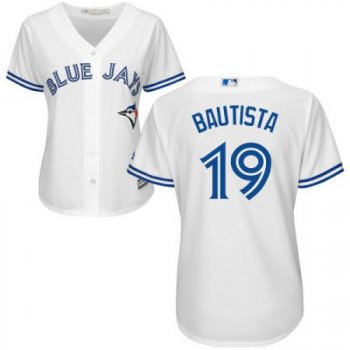 Women's Toronto Blue Jays #19 Jose Bautista Majestic White Cool Base Jersey