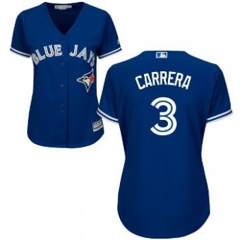 Women's Toronto Blue Jays #3 Ezequiel Carrera Majestic Royal Cool Base Jersey