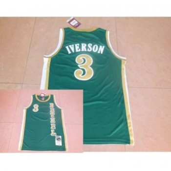 Mens Bethel High School Allen Iverson Jersey #3 Green Stitched NCAA Basketball Jersey