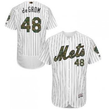 Men's New York Mets #48 Jacob DeGrom Majestic White 2016 Memorial Day Fashion Flexbase Stitched Jersey