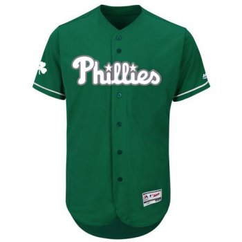 Philadelphia Phillies Blank Majestic Green Celtic Flexbase Men's Authentic Collection Jersey