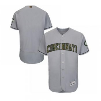 Men's Cincinnati Reds Blank Majestic Gray 2016 Memorial Day Fashion Flexbase Elite Team Stitched Jersey