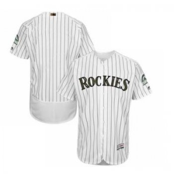 Men's Colorado Rockies Blank Majestic White 2016 Memorial Day Fashion Flexbase Team Stitched Jersey