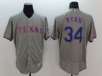 Rangers #34 Nolan Ryan Grey Flexbase Authentic Collection Stitched Baseball Jersey