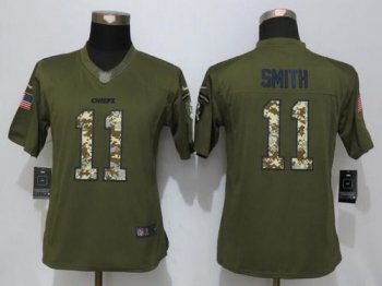 Womens #11 Alex Smith Nike Green Salute To Service Kansas City Chiefs NFL Stitched Limited New Jersey