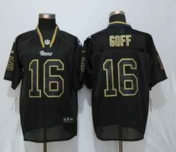 Mens Los Angeles Rams #16 Jared Goff New Nike Lights Out Black Elite Stitched NFL Jersey