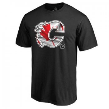 Mens Calgary Flames Black Banner Wave NHL T-Shirt