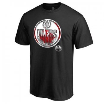 Mens Edmonton Oilers Black Banner Wave NHL T-Shirt