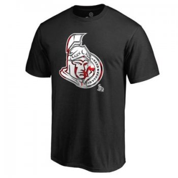 Mens Ottawa Senators Black Banner Wave NHL T-Shir