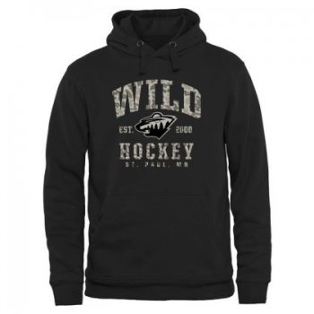 Mens Minnesota Wild Black Camo Stack NHL Pullover Hoodie