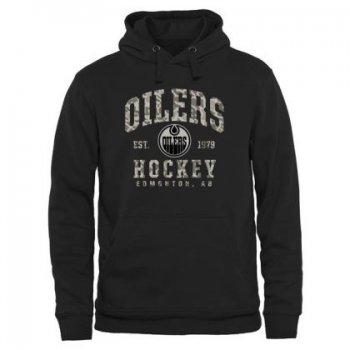 Mens Edmonton Oilers Black Camo Stack NHL Pullover Hoodie