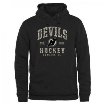 Mens New Jersey Devils Black Camo Stack Pullover Hoodi