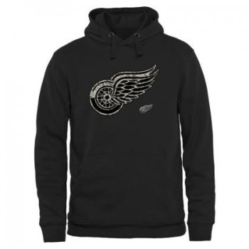 Mens Detroit Red Wings Black Rink Warrior NHL Pullover Hoodie