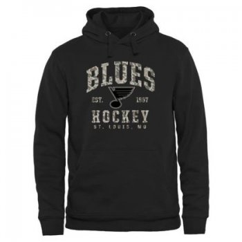 Mens St. Louis Blues Black Camo Stack NHL Pullover Hoodie