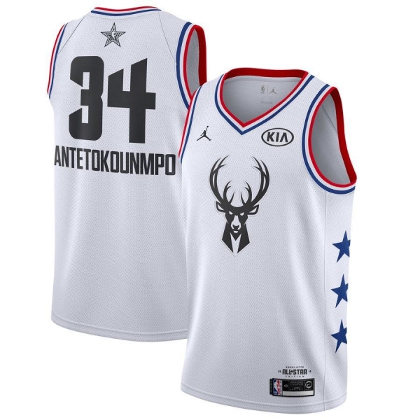 Men's Milwaukee Bucks #34 Giannis Antetokounmpo 2019 ALL STAR Black Swingman Jersey