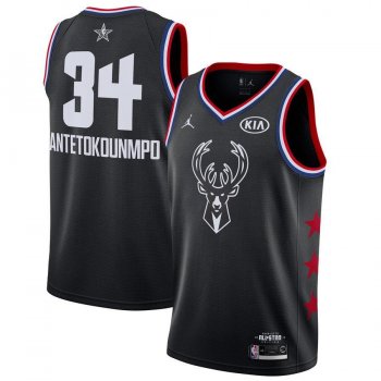 Men's Milwaukee Bucks #34 Giannis Antetokounmpo 2019 ALL STAR White Swingman Jersey