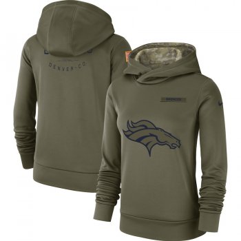 Women's Nike Denver Broncos Olive Salute to Service Team Logo Performance Pullover Hoodie